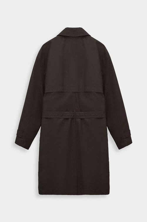 BELTED WAX-COATED BROWN TRENCH COAT - 4