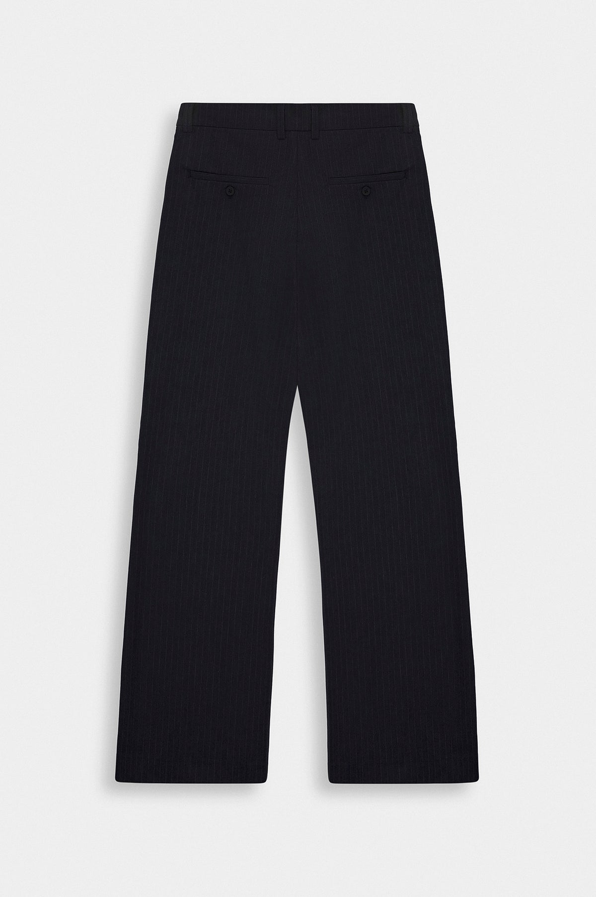 Klasik Çizgili Flare Paça Lacivert Pantolon - 4