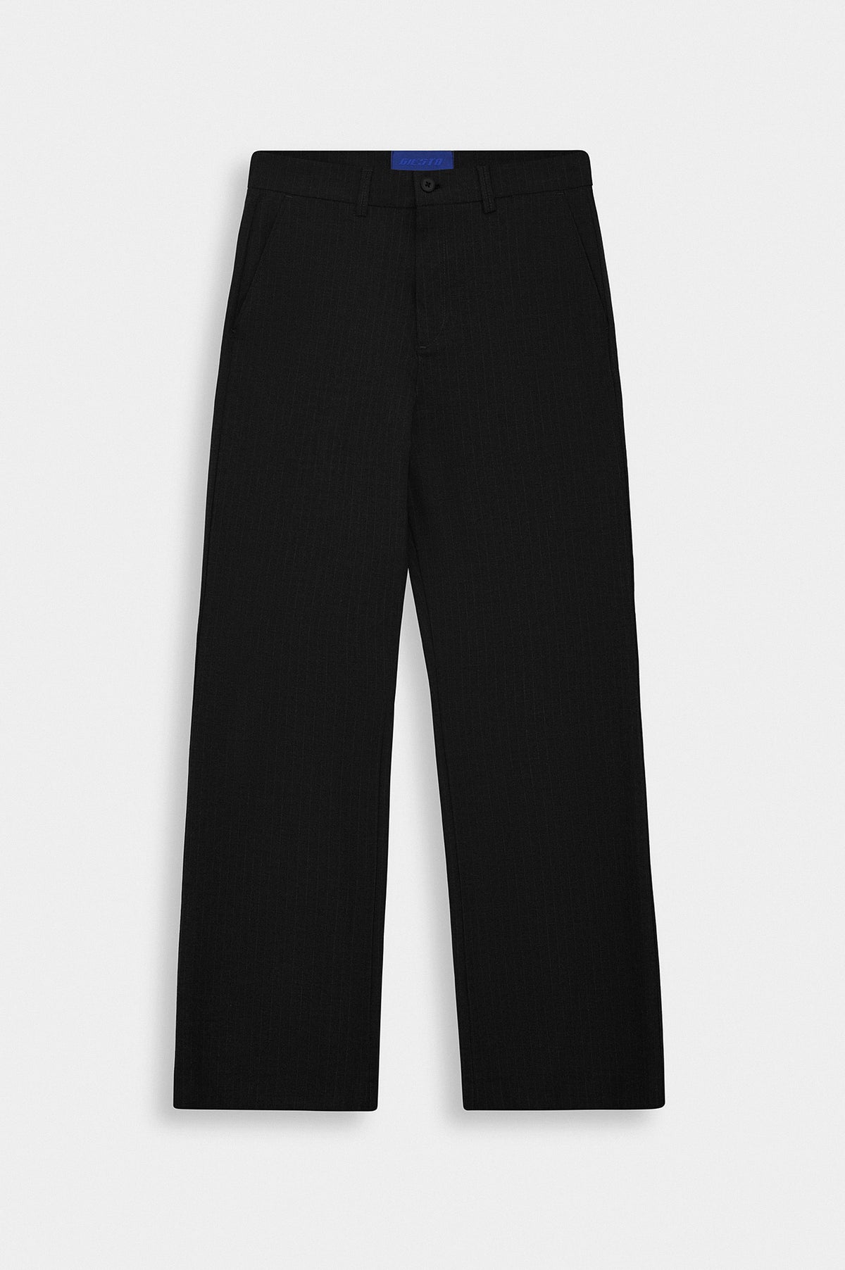 Klasik Çizgili Flare Paça Siyah Pantolon - 2