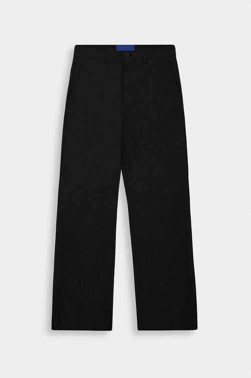 CLASSIC STRIPED FLARE LEG BLACK TROUSERS - 2