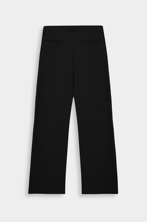 CLASSIC STRIPED FLARE LEG BLACK TROUSERS - 4