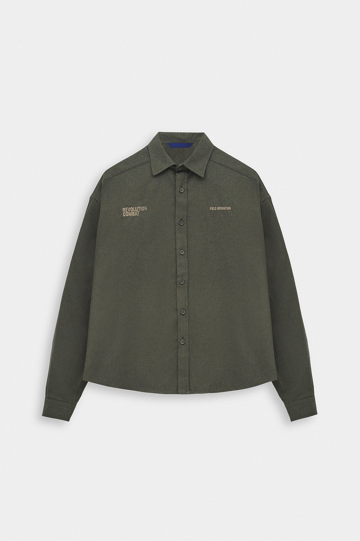 CROP FIT KHAKI MELTON SHIRT - 1