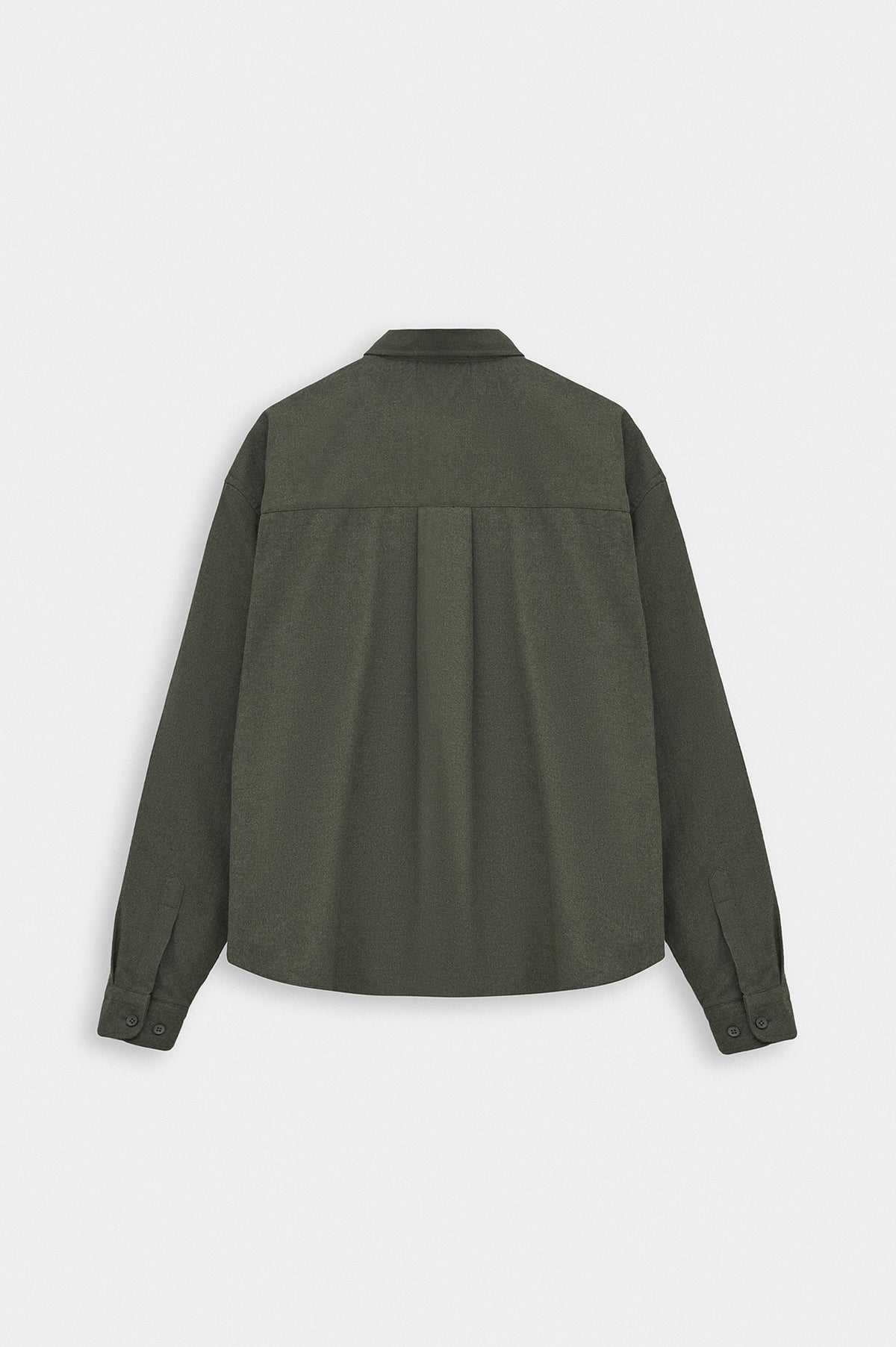 CROP FIT KHAKI MELTON SHIRT - 4