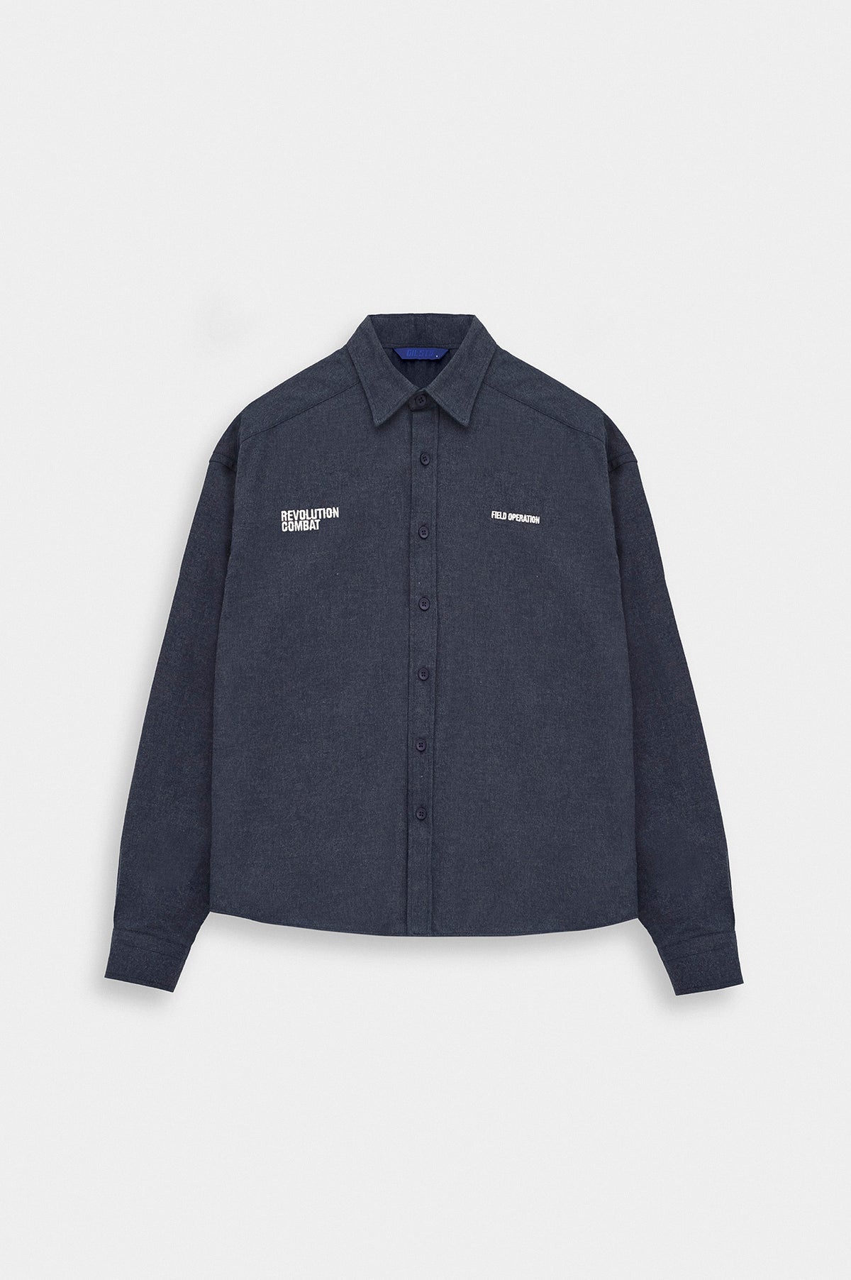 CROP FIT NAVY MELTON SHIRT - 1