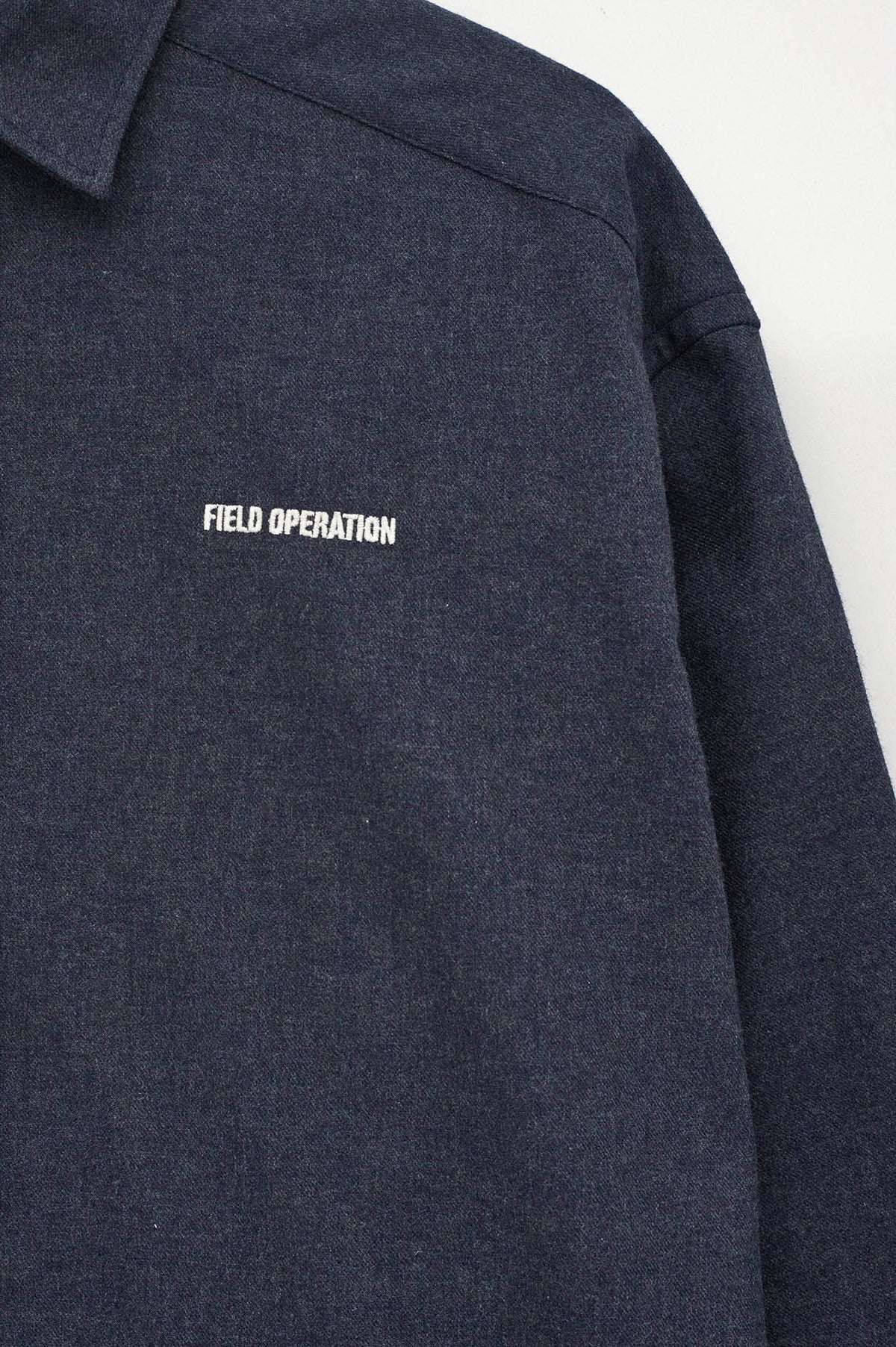 CROP FIT NAVY MELTON SHIRT - 2
