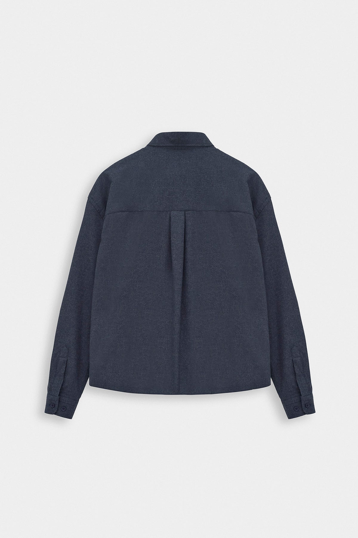 CROP FIT NAVY MELTON SHIRT - 4