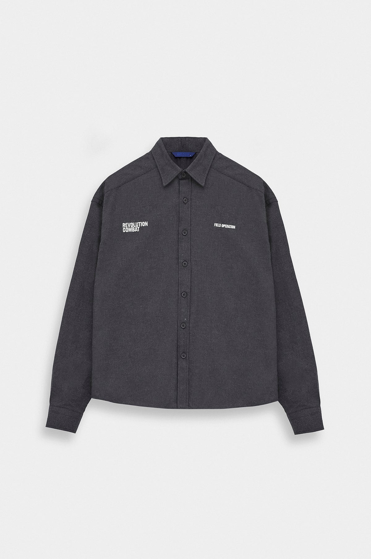 CROP FIT ANTHRACITE MELTON SHIRT - 1