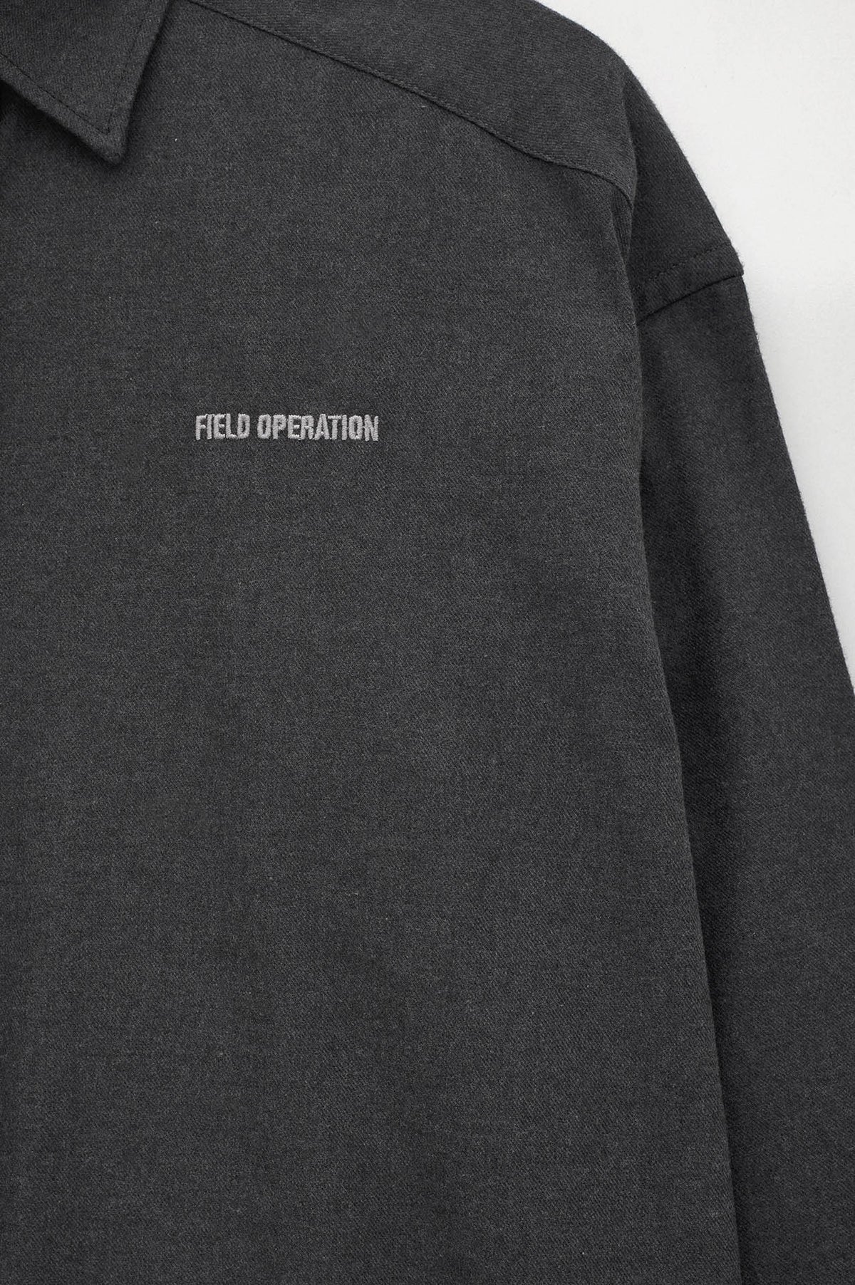 CROP FIT ANTHRACITE MELTON SHIRT - 2