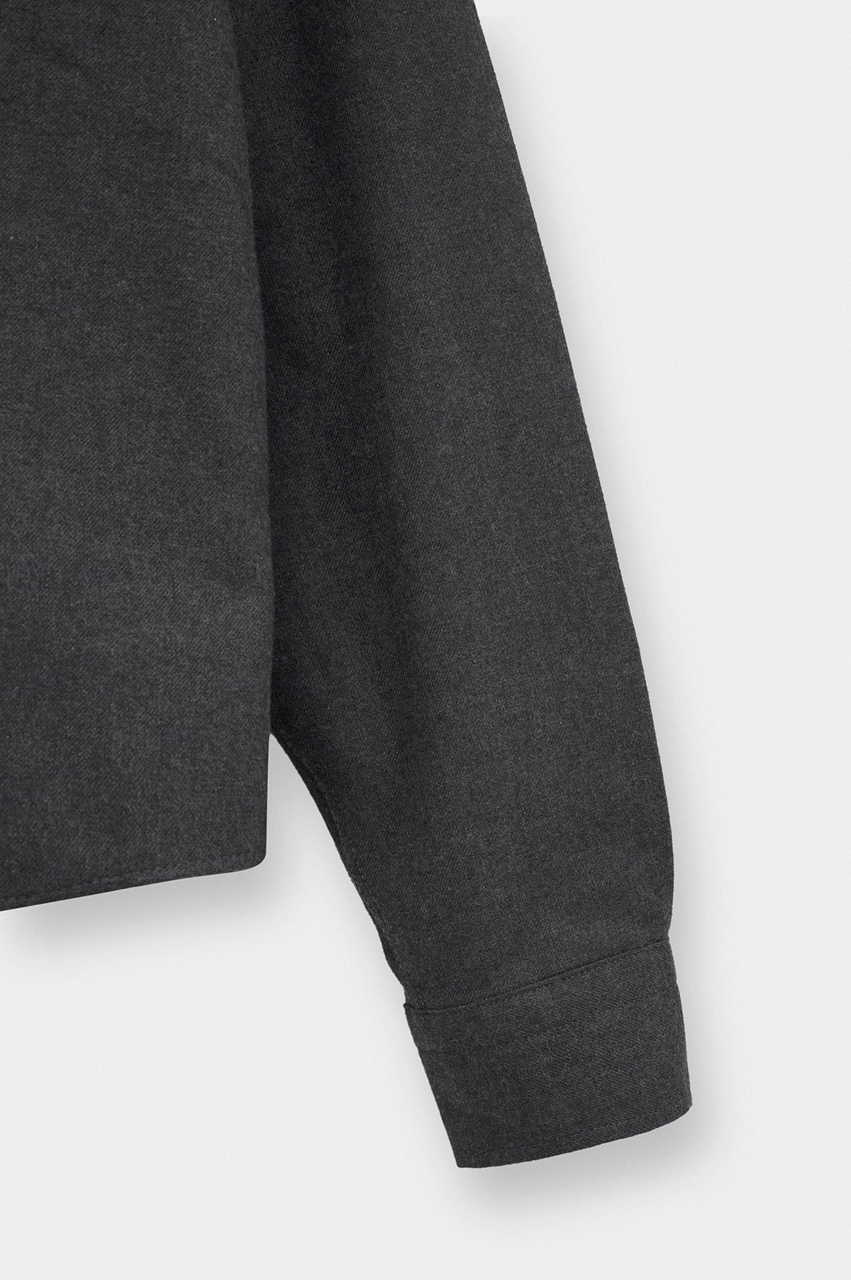 CROP FIT ANTHRACITE MELTON SHIRT - 3