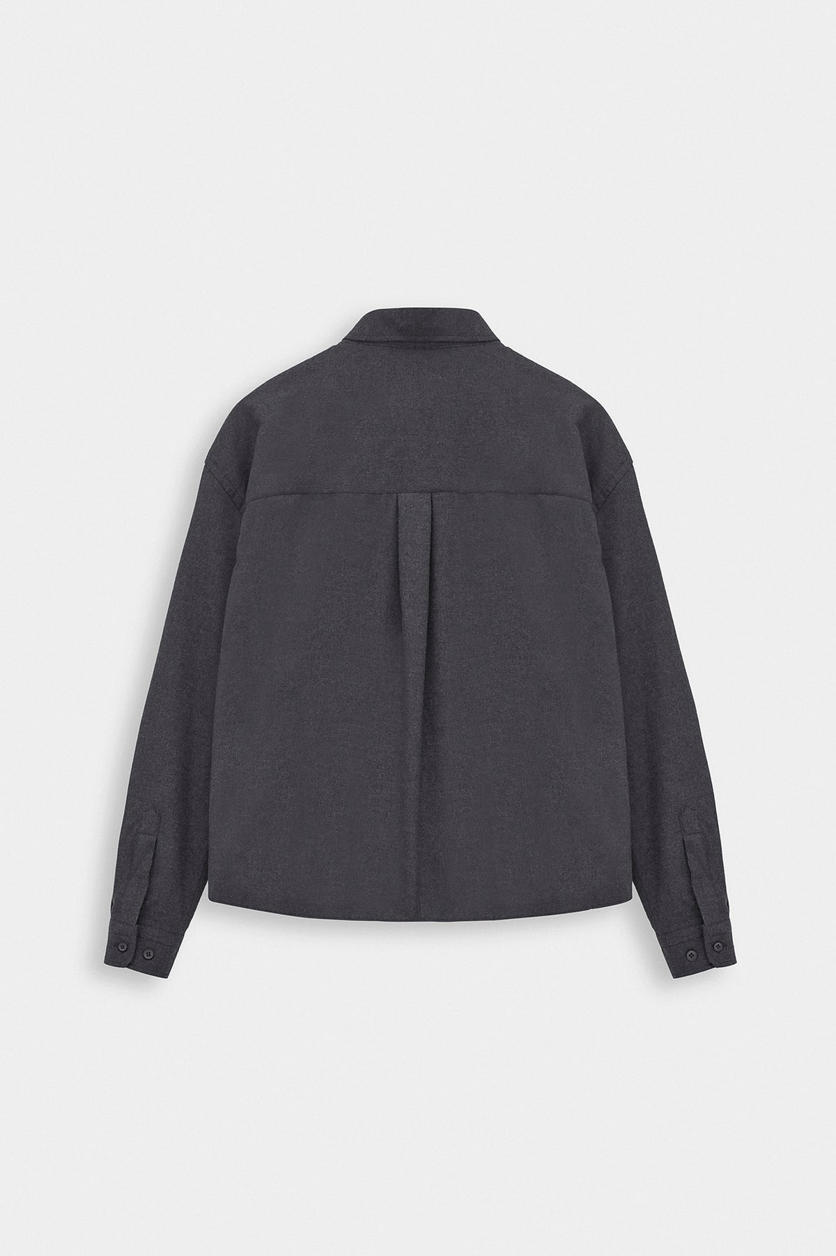 CROP FIT ANTHRACITE MELTON SHIRT - 4