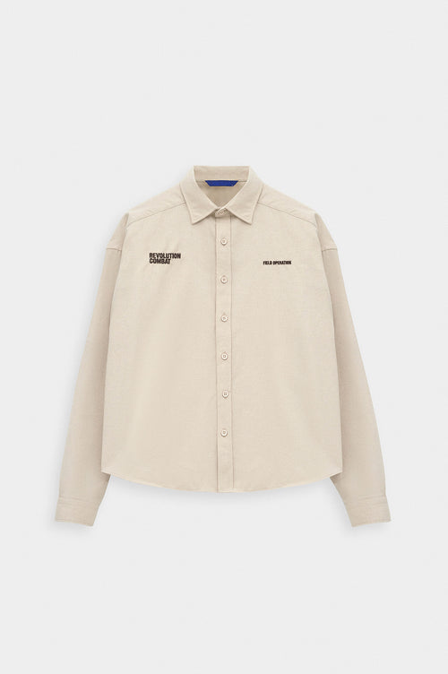 Crop Fit Bej Kaşe Gömlek - 1