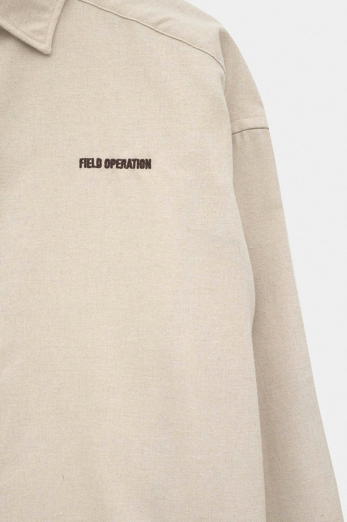 CROP FIT BEIGE MELTON SHIRT - 2