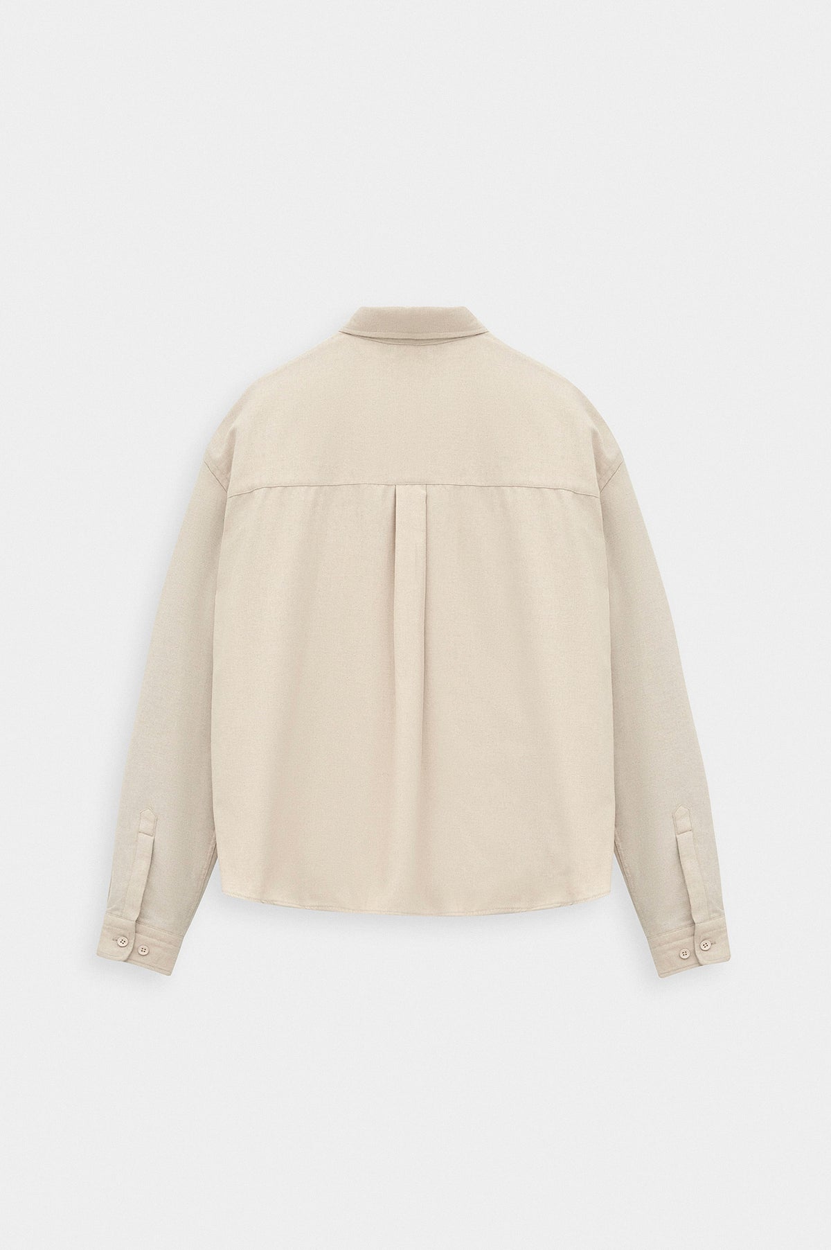 CROP FIT BEIGE MELTON SHIRT - 4