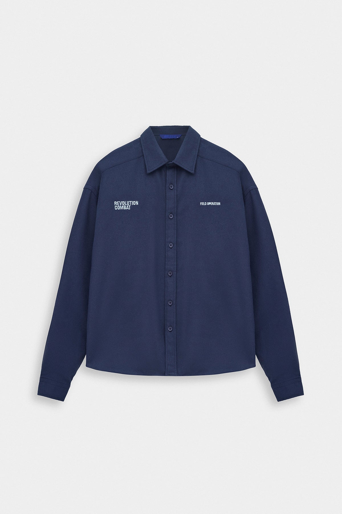 CROP FIT INDIGO MELTON SHIRT - 1