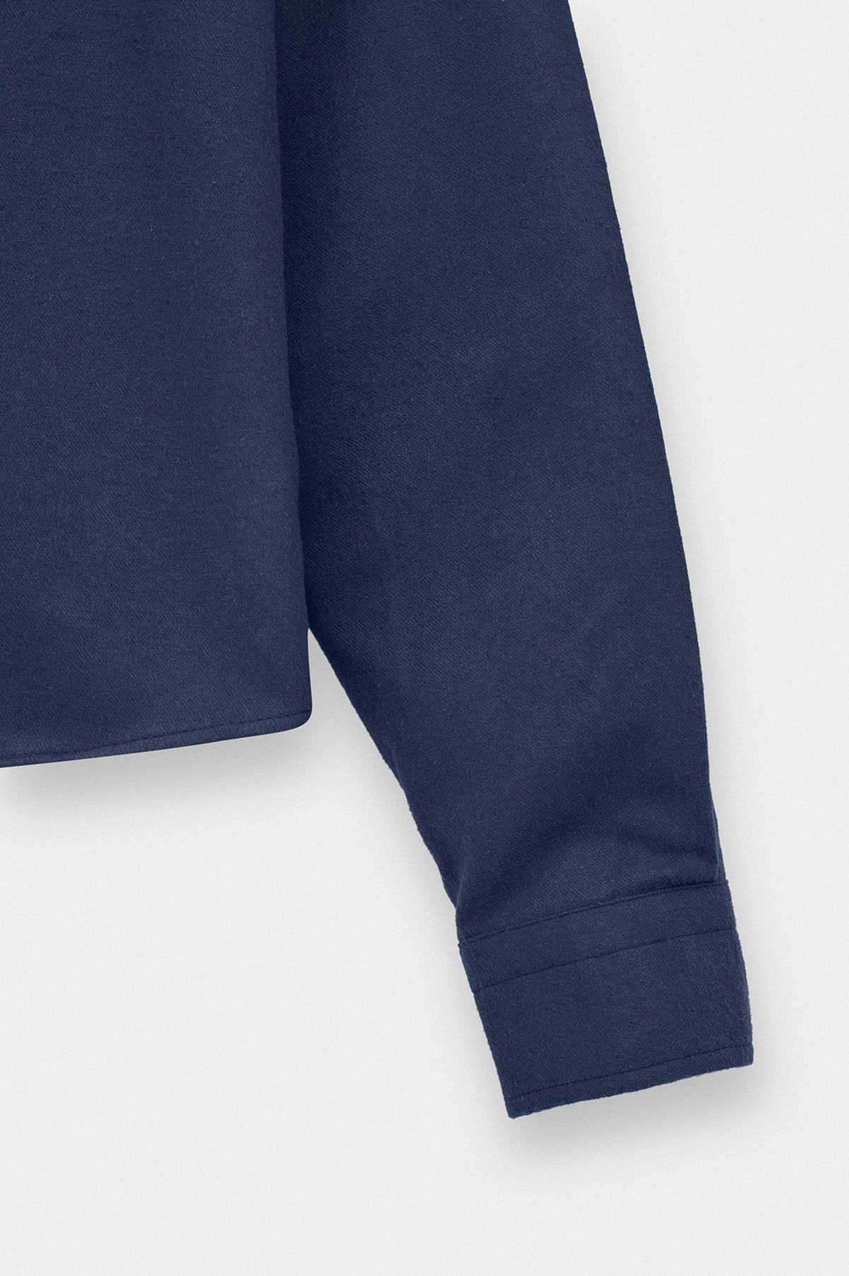 CROP FIT INDIGO MELTON SHIRT - 4