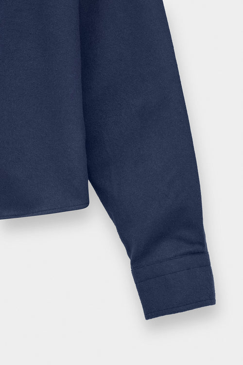 Crop Fit İndigo Kaşe Gömlek - 4