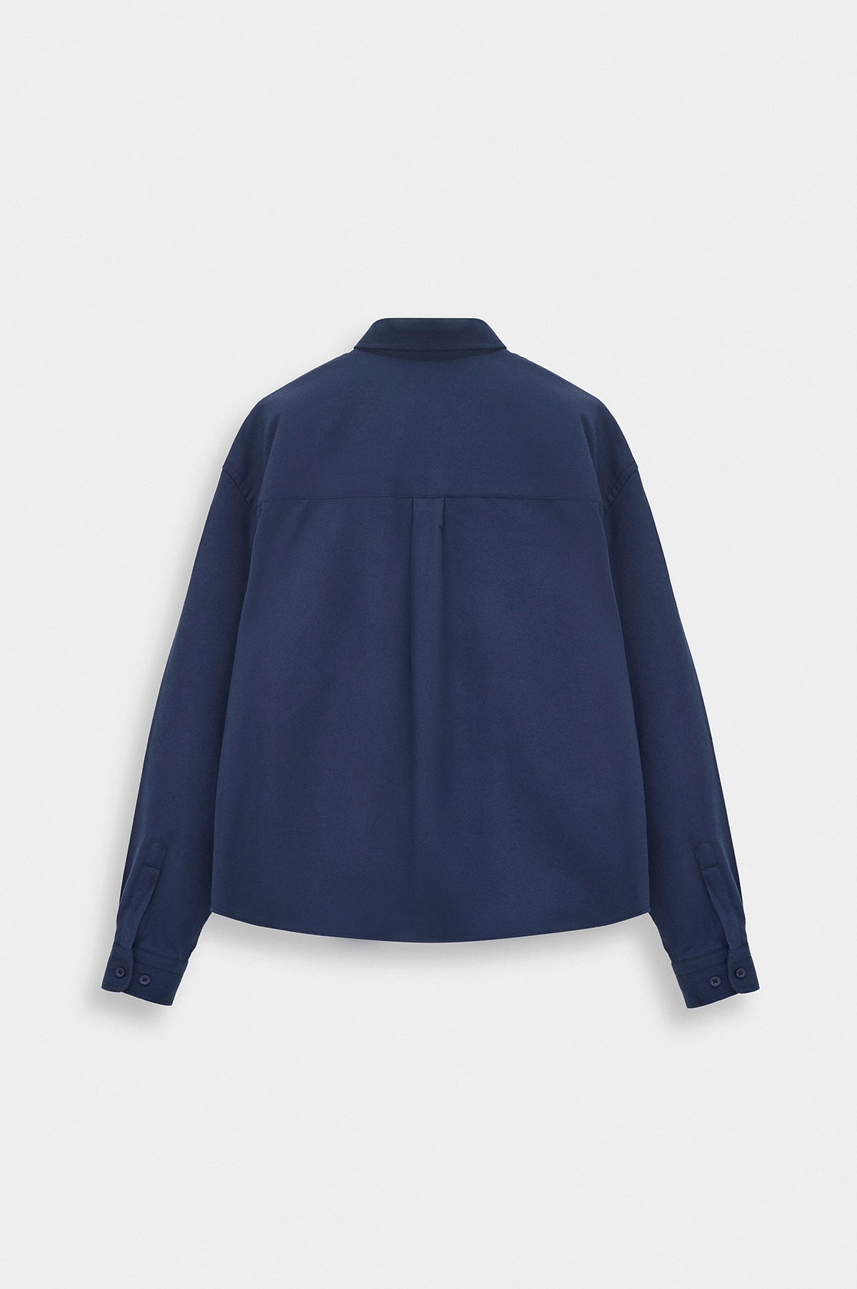 CROP FIT INDIGO MELTON SHIRT - 3