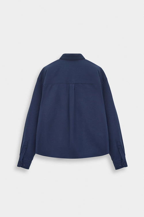 Crop Fit İndigo Kaşe Gömlek - 3