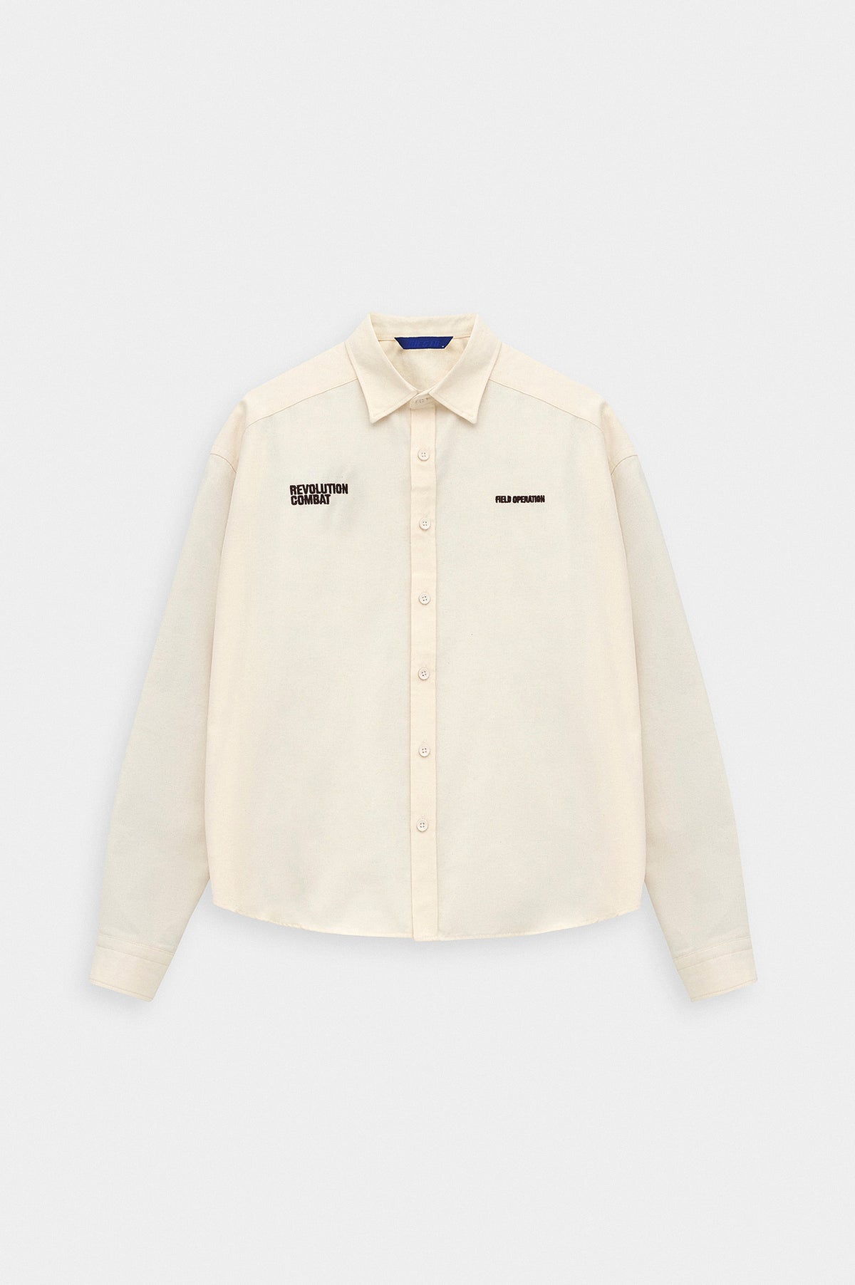 CROP FIT ECRU MELTON SHIRT - 1