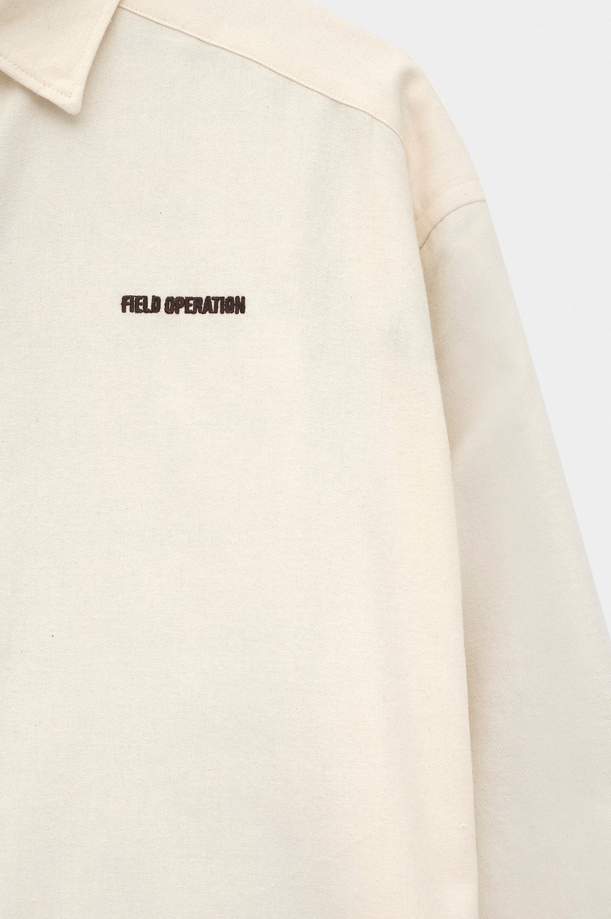 CROP FIT ECRU MELTON SHIRT - 3