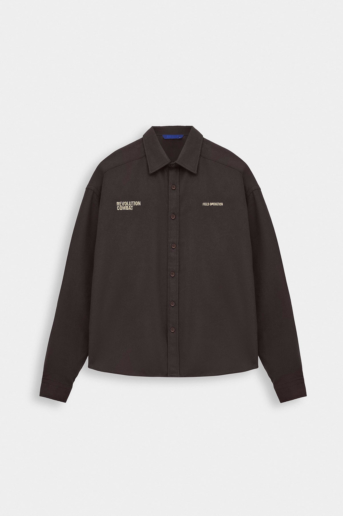 CROP FIT BROWN MELTON SHIRT - 1
