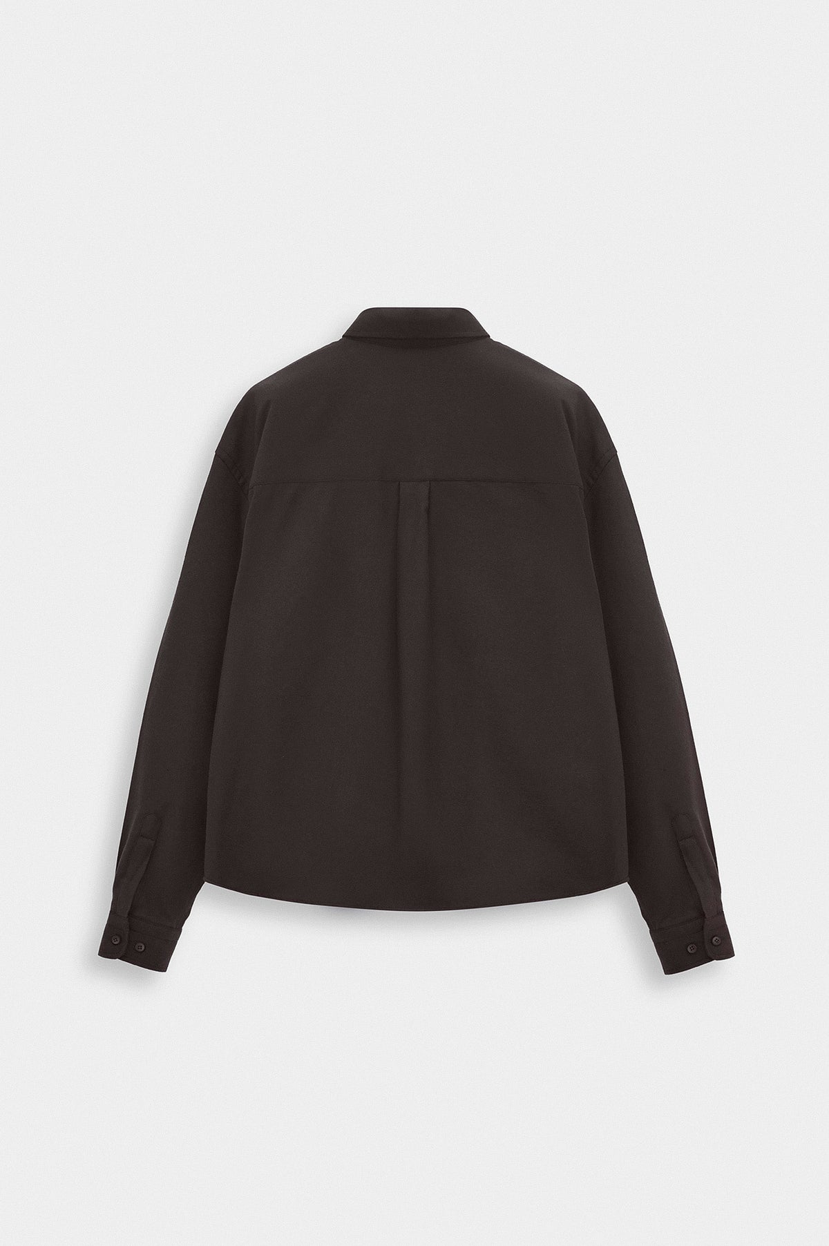 CROP FIT BROWN MELTON SHIRT - 4