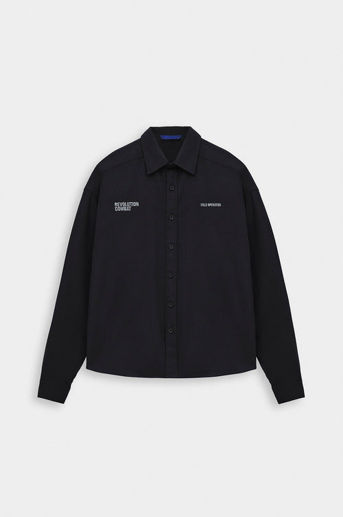 CROP FIT BLACK MELTON SHIRT - 3