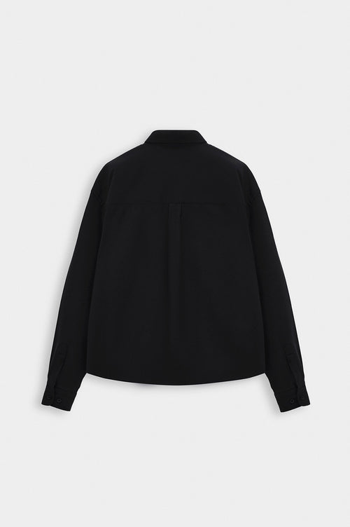 CROP FIT BLACK MELTON SHIRT - 6