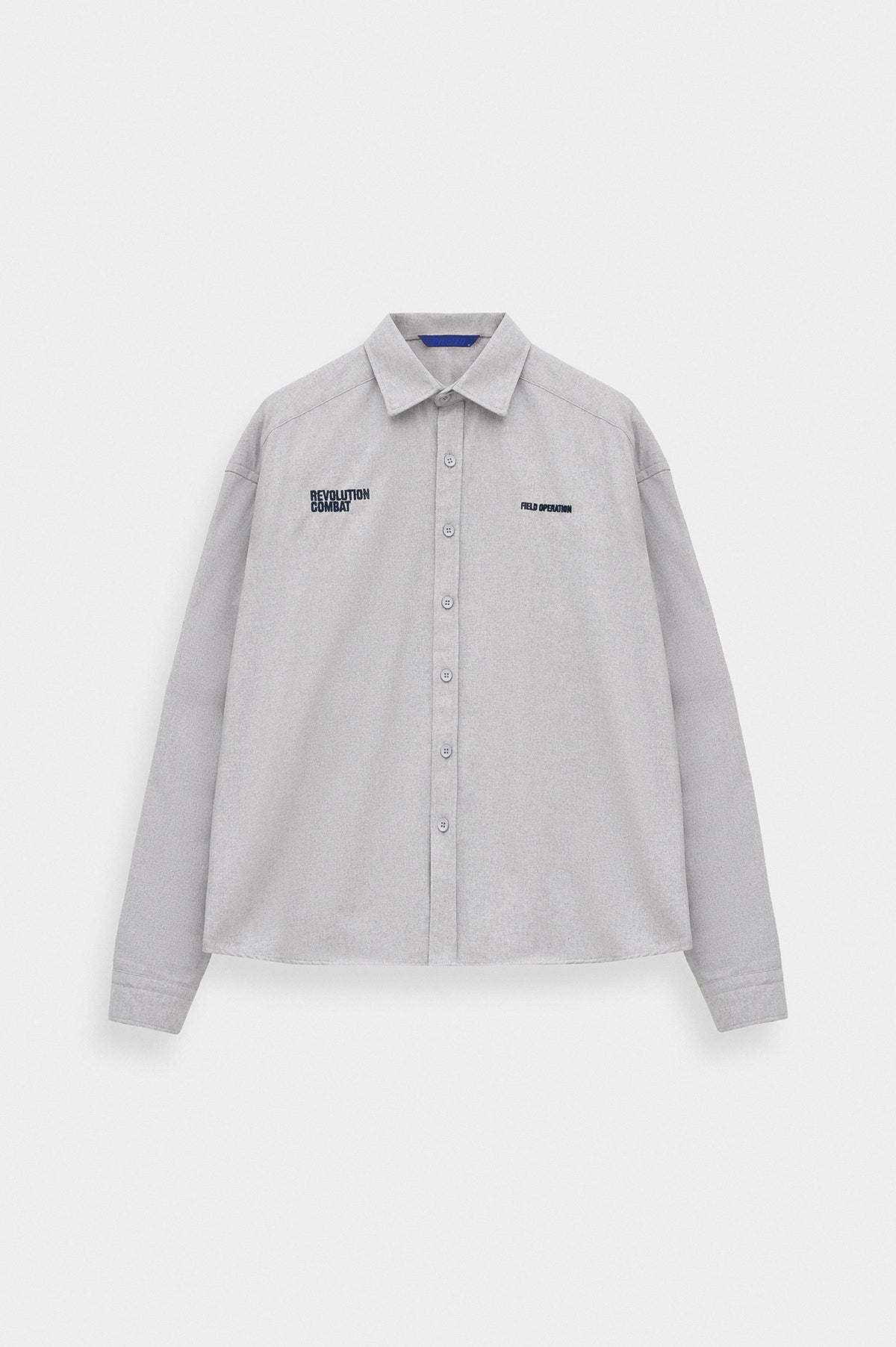 CROP FIT GREY MELTON SHIRT - 1