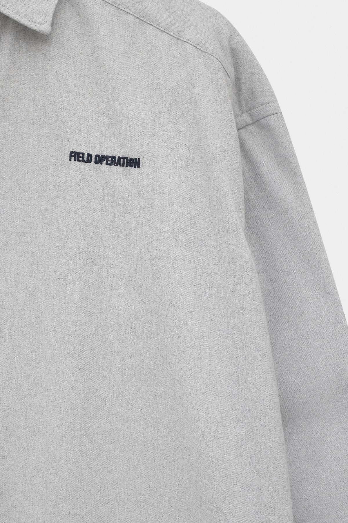 CROP FIT GREY MELTON SHIRT - 2