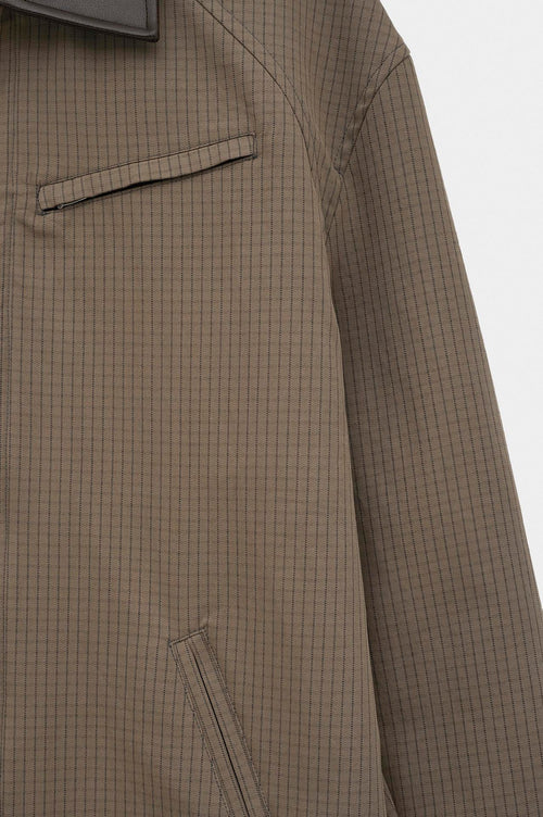 CHECKED CONTRAST COLLAR BROWN TRENCH COAT - 2