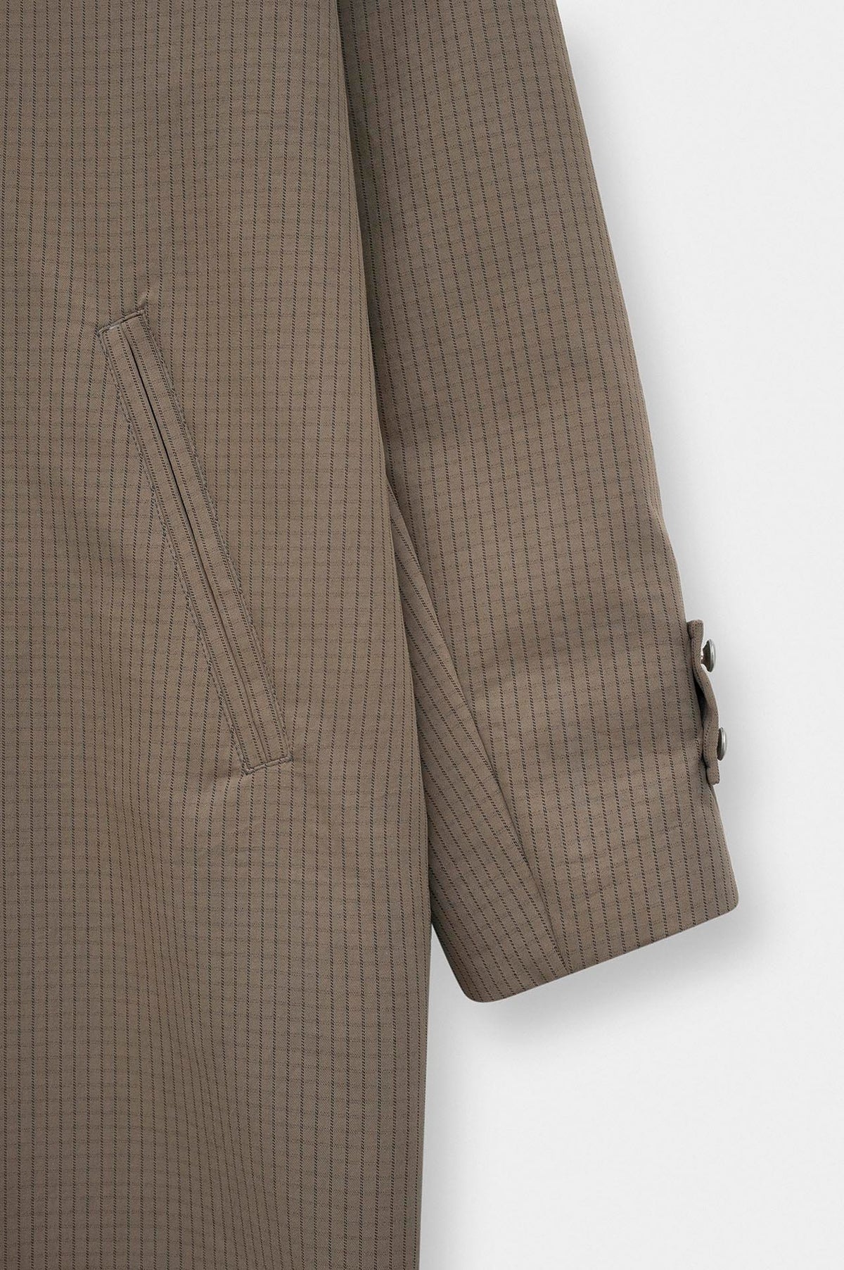 CHECKED CONTRAST COLLAR TAUPE TRENCH COAT - 3