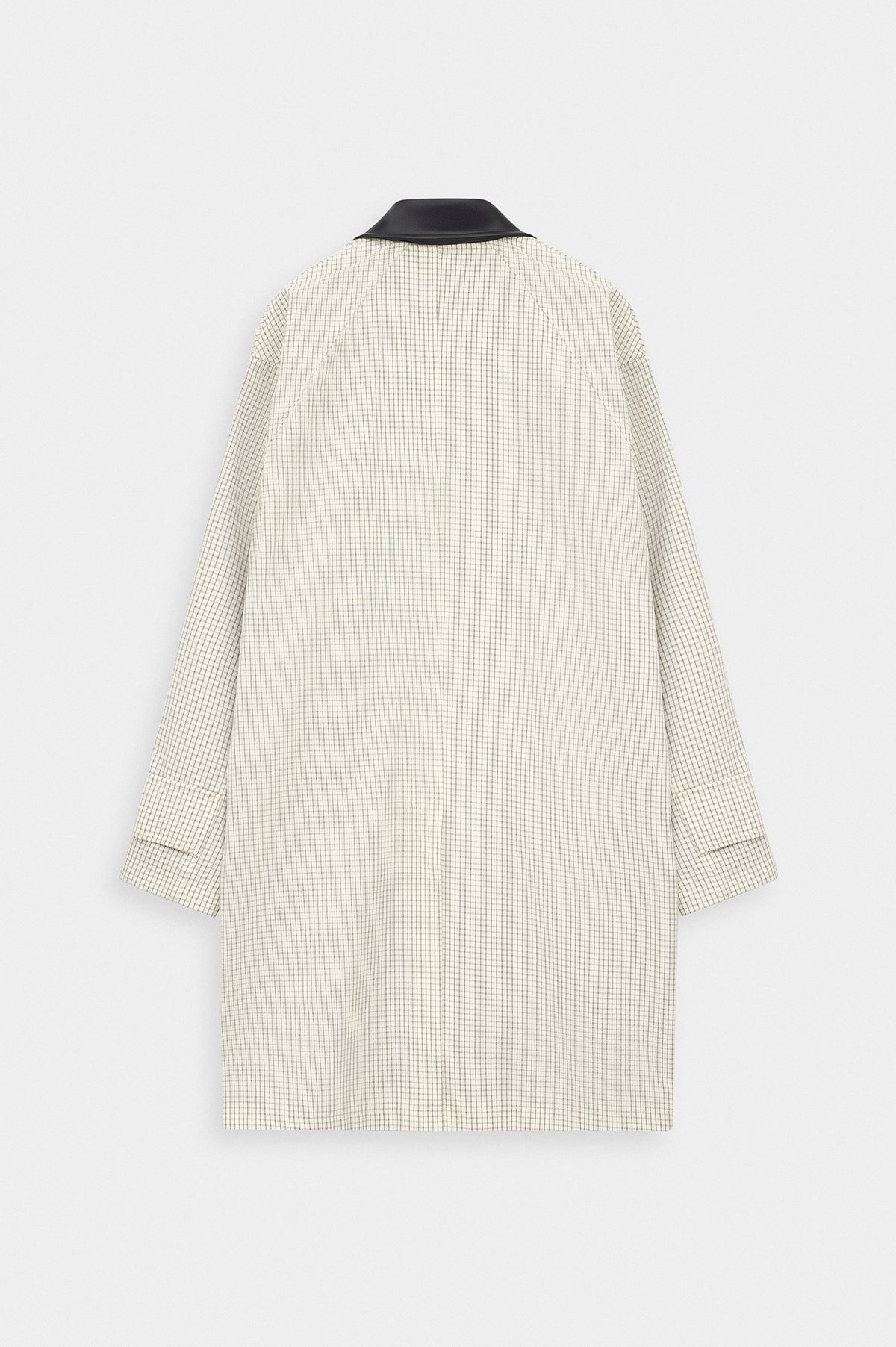CHECKED CONTRAST COLLAR ECRU TRENCH COAT - 6