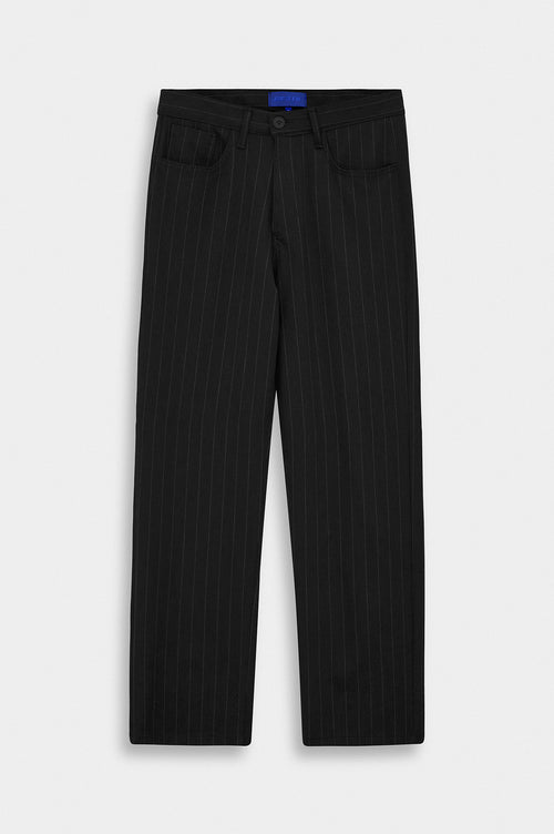 CLASSIC STRIPED REGULAR FIT BLACK TROUSERS - 1