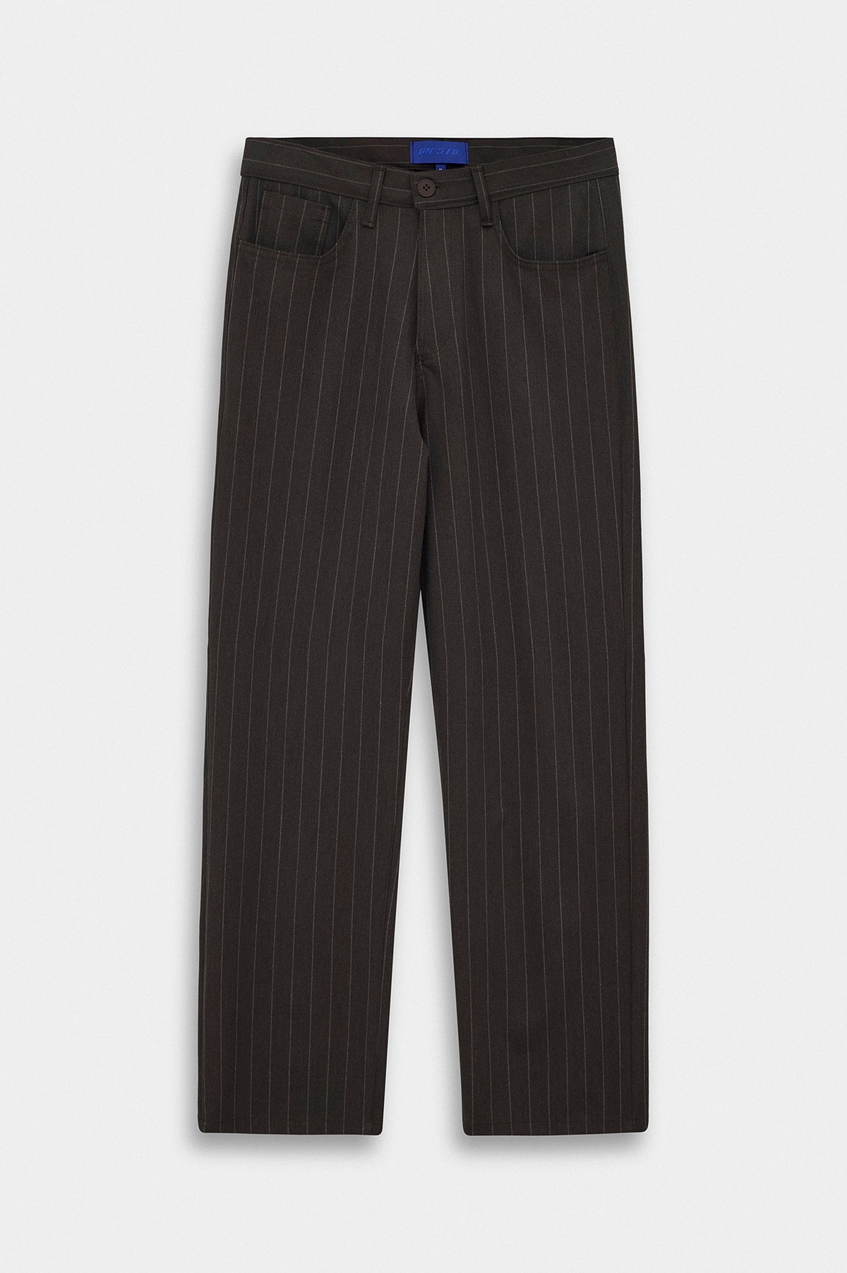 CLASSIC STRIPED REGULAR FIT BROWN TROUSERS - 2