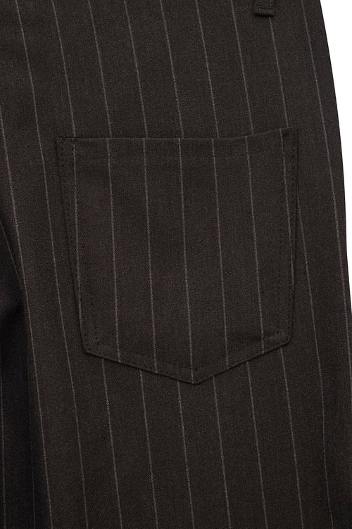 CLASSIC STRIPED REGULAR FIT BROWN TROUSERS - 5