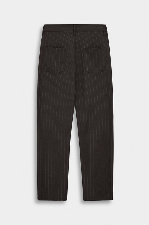 CLASSIC STRIPED REGULAR FIT BROWN TROUSERS - 3