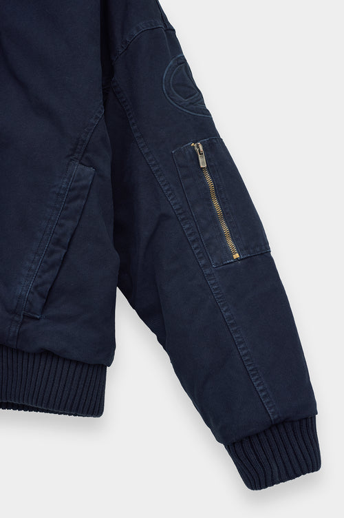CANVAS HOODED NAVY PUFFER JACKET - 7