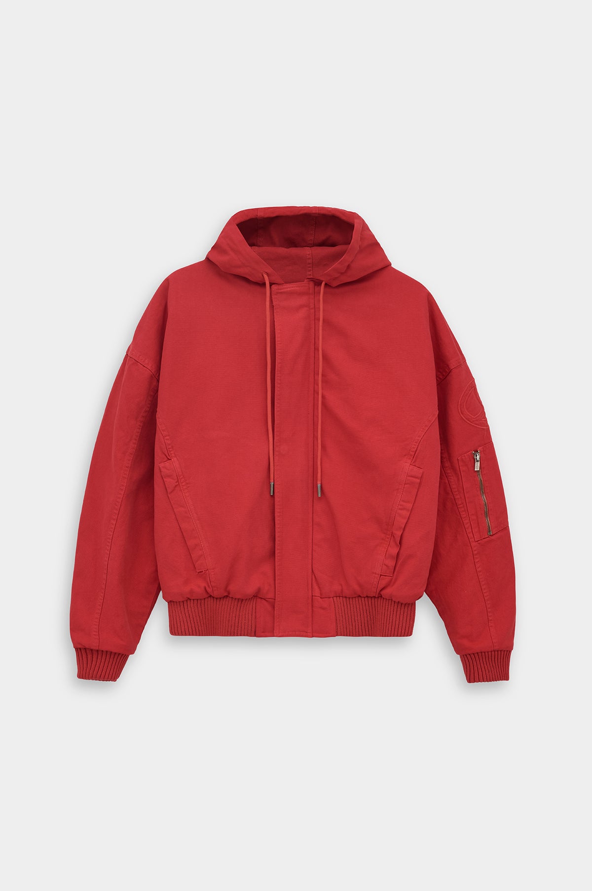 CANVAS HOODED RED PUFFER JACKET - 1