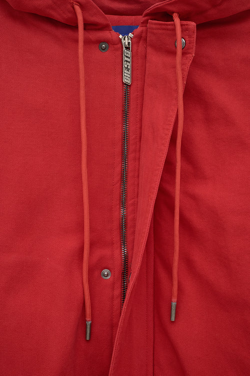 CANVAS HOODED RED PUFFER JACKET - 2