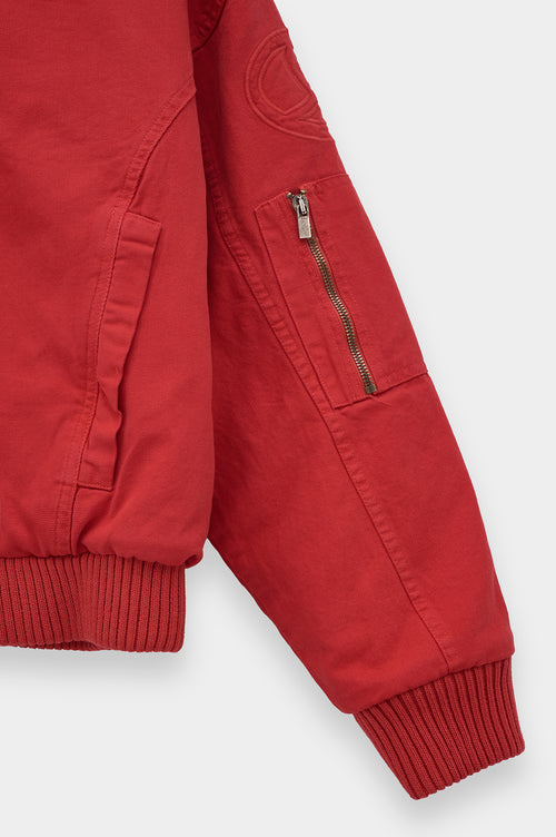 CANVAS HOODED RED PUFFER JACKET - 3