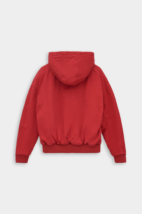 CANVAS HOODED RED PUFFER JACKET - 4