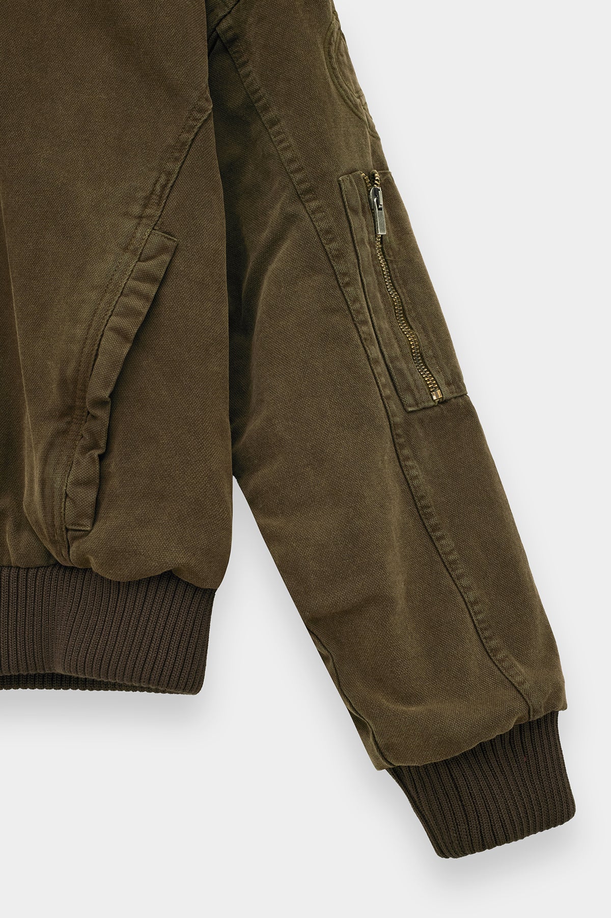 CANVAS HOODED KHAKI PUFFER JACKET - 3