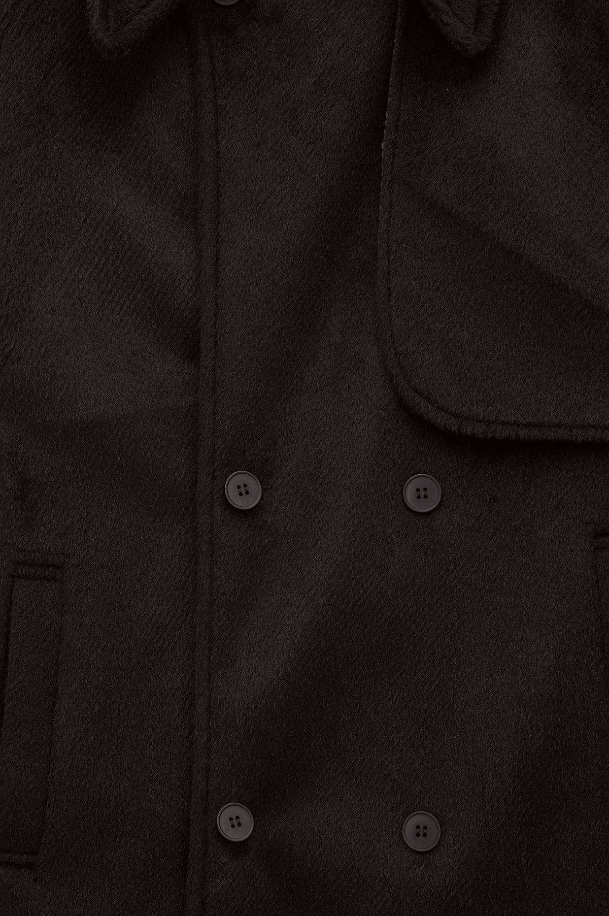 WIDE LAPEL DOUBLE-BREASTED BROWN MELTON COAT - 2