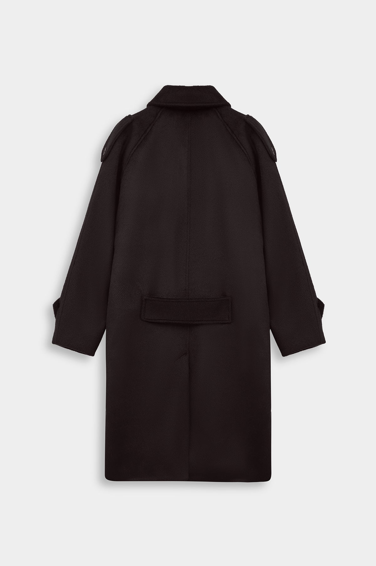 WIDE LAPEL DOUBLE-BREASTED BROWN MELTON COAT - 4