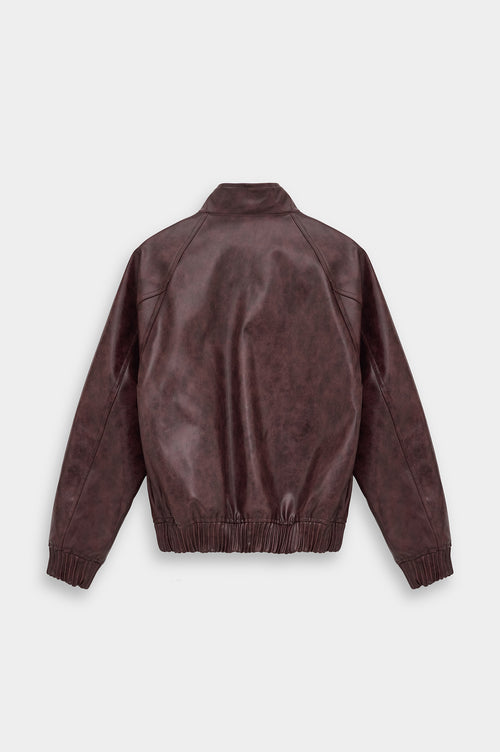 DISTRESSED BURGUNDY LEATHER JACKET - 7
