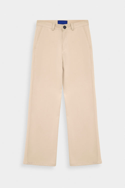 DRAPED FLARE LEG BEIGE TROUSERS - 1