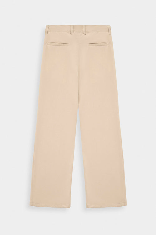 DRAPED FLARE LEG BEIGE TROUSERS - 4
