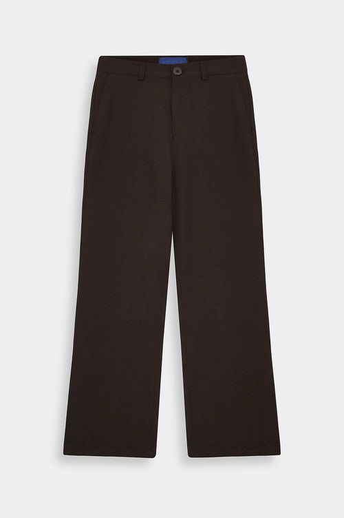DRAPED FLARE LEG BROWN TROUSERS - 3