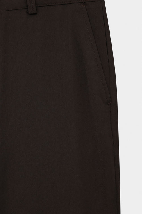 DRAPED FLARE LEG BROWN TROUSERS - 4